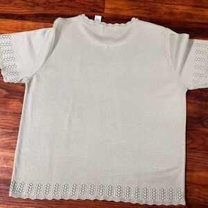 Alfred Dunner Women Cream Lace Trim Tee